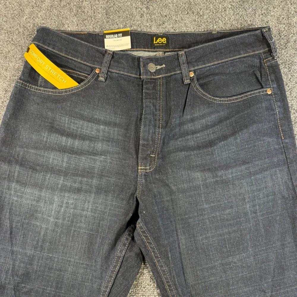Lee Mens Regular Fit Straight Leg Jeans Dark Wash Comfort Stretch 36x32 TZS-C887